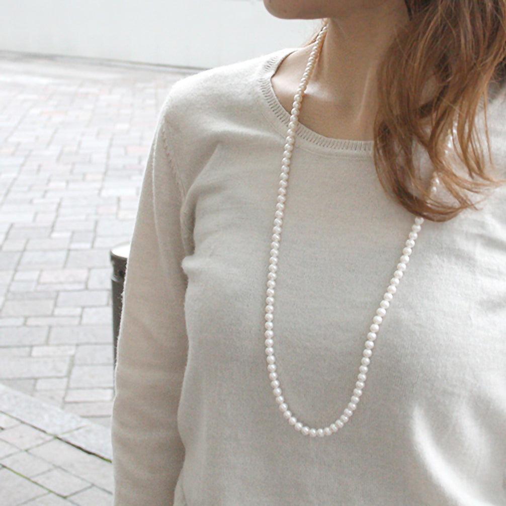 パール ネックレス(淡水真珠/ロング/80cm/6月誕生石)《16T10275》