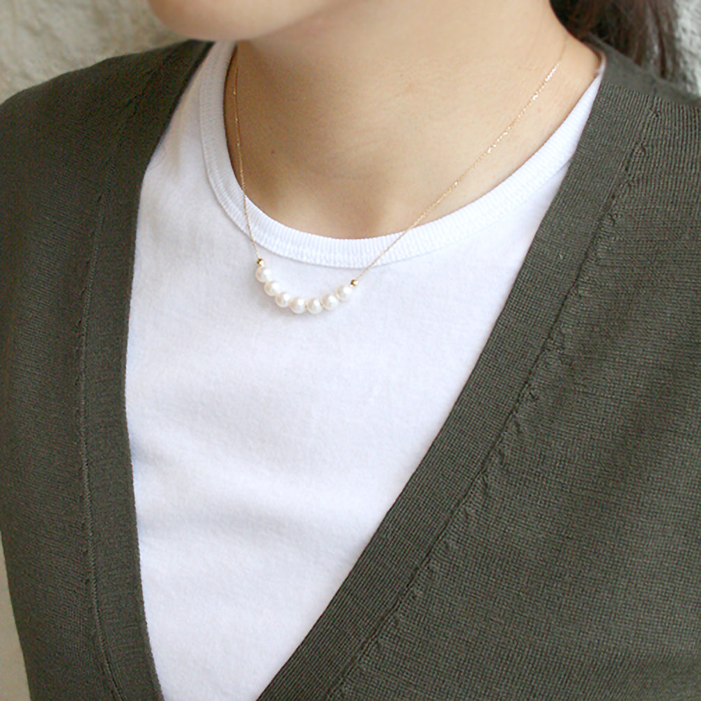 パール K18ネックレス(淡水真珠/6月誕生石)《16T10276》