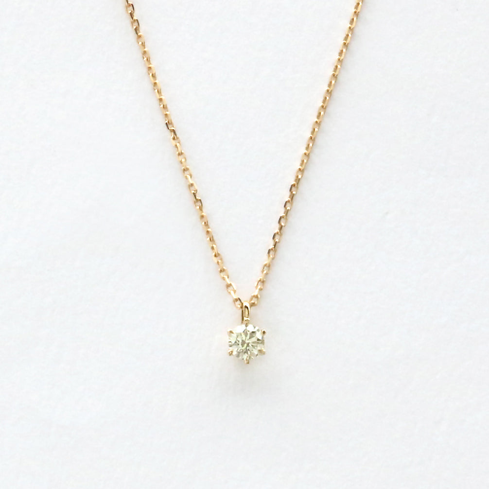 ダイヤモンド K18ネックレス(ベリーライトイエロー/4月誕生石/グレーディングレポート付き)《18T10292》