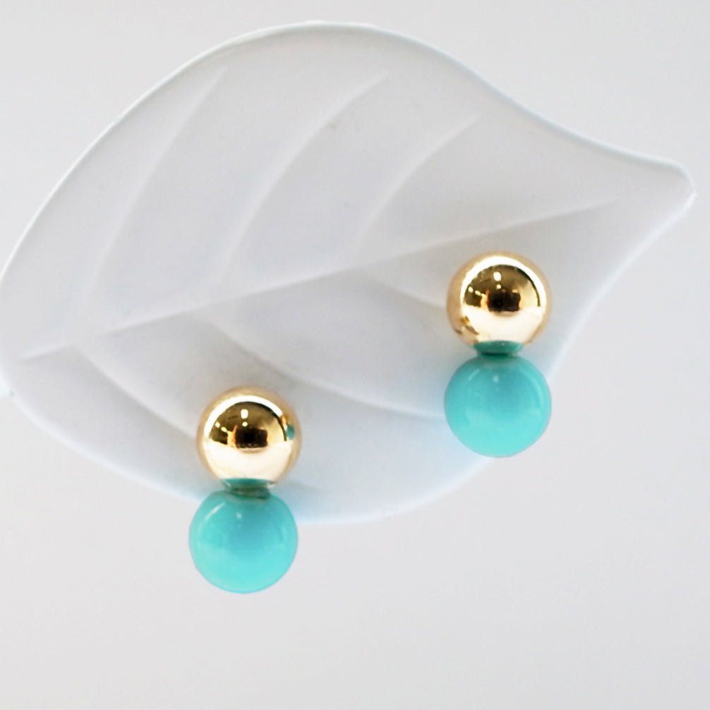 トルコ石/ターコイズ K18ピアス(12月誕生石)《19T10174》