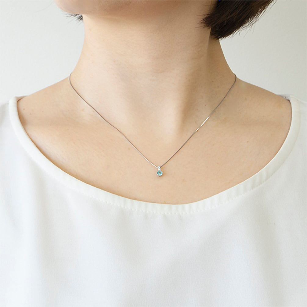 パライバトルマリン/ダイヤモンド プラチナネックレス(10月誕生石/鑑別書付き)《19T10259》