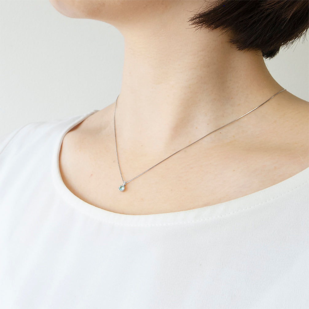 パライバトルマリン/ダイヤモンド プラチナネックレス(10月誕生石/鑑別書付き)《19T10259》