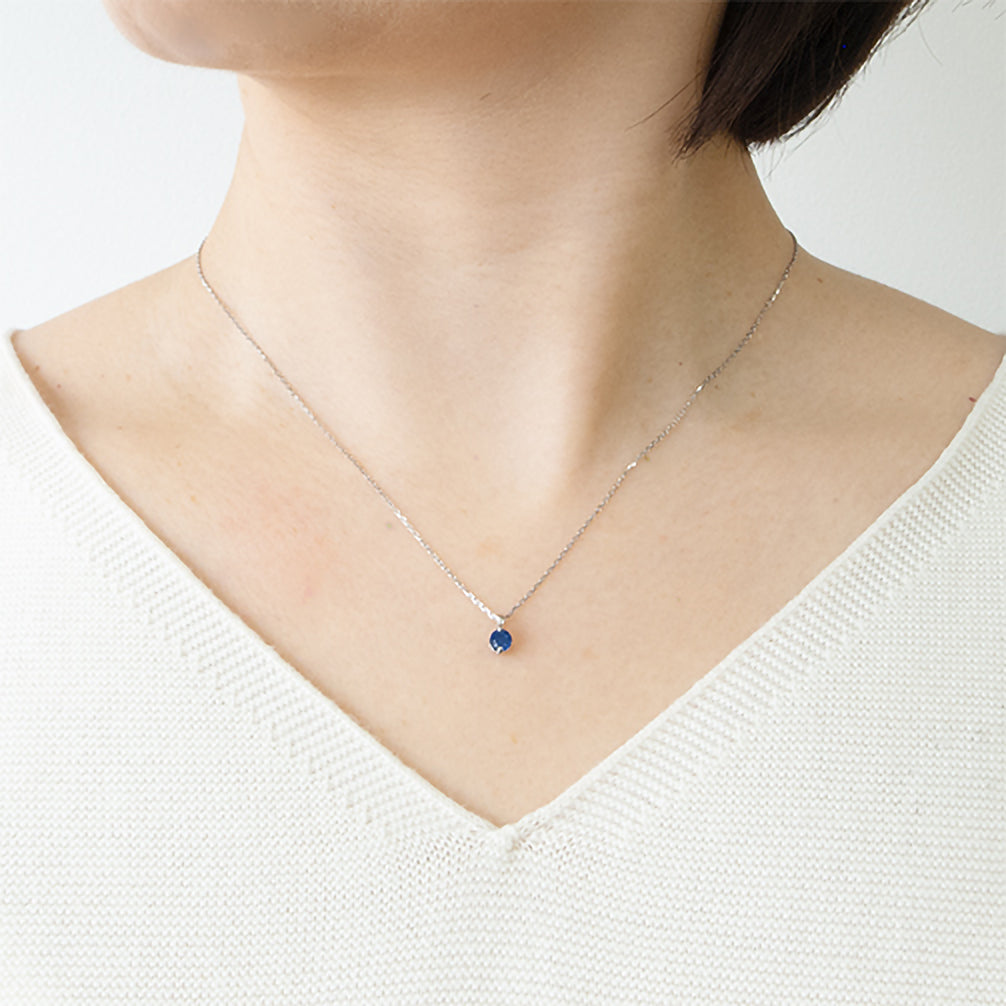 サファイア プラチナネックレス(9月誕生石)《19T10274》