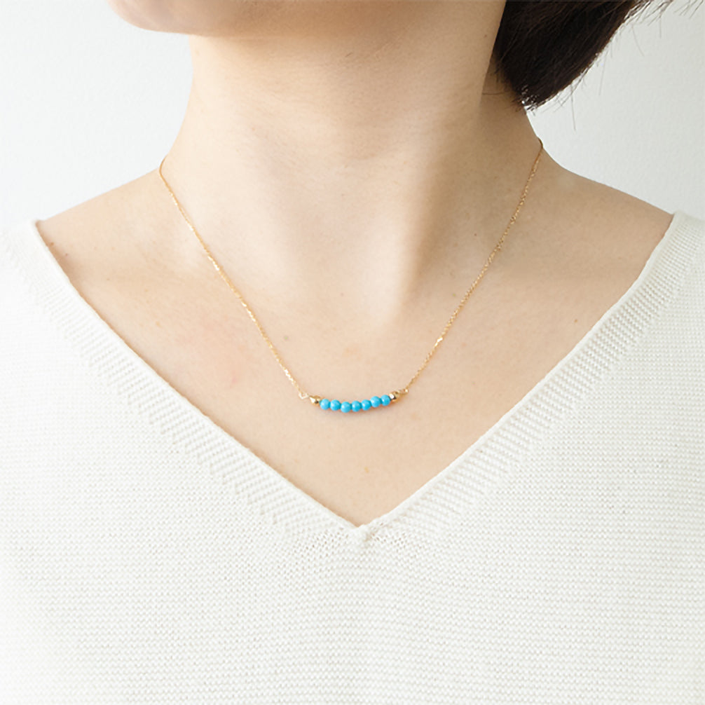 トルコ石/ターコイズ K18ネックレス(12月誕生石)《19T10279》