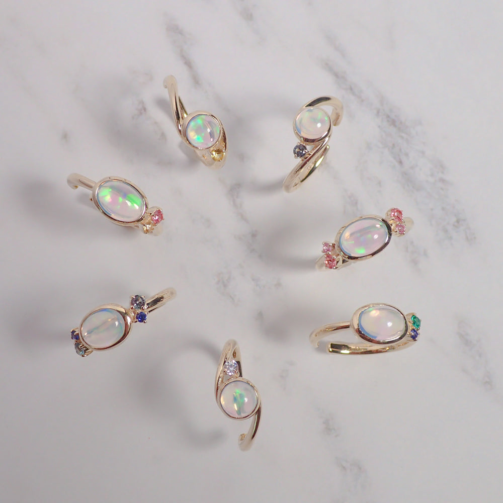 ウォーターオパール/ K10カフリング(クレサンベール/モンプレジール/片サイドメレオレンジ系)《WESW4146》