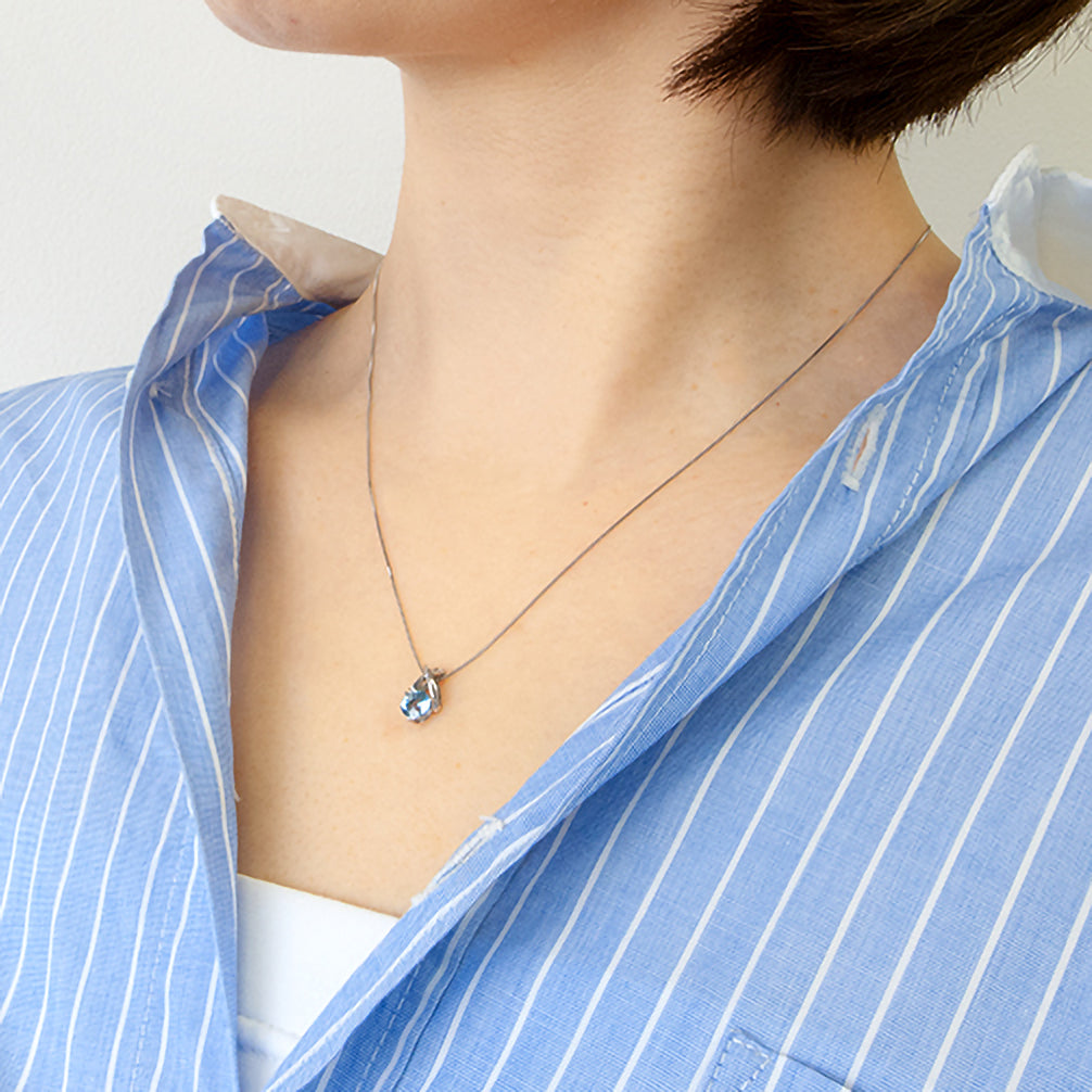 アクアマリン プラチナネックレス(サンタマリアアフリカーナクオリティ/3月誕生石)《20T10145》