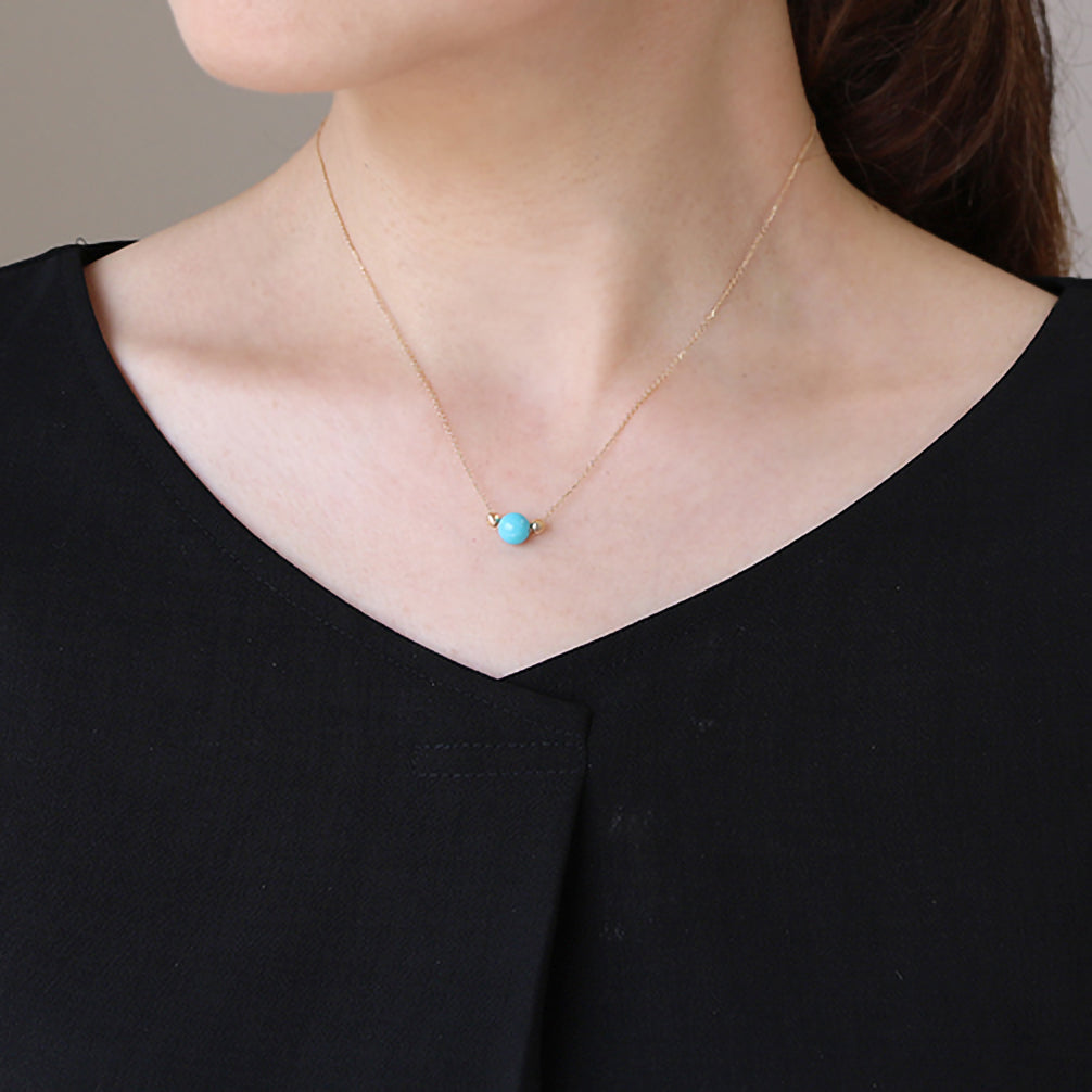 トルコ石/ターコイズ K18ネックレス(12月誕生石)《20T10194》