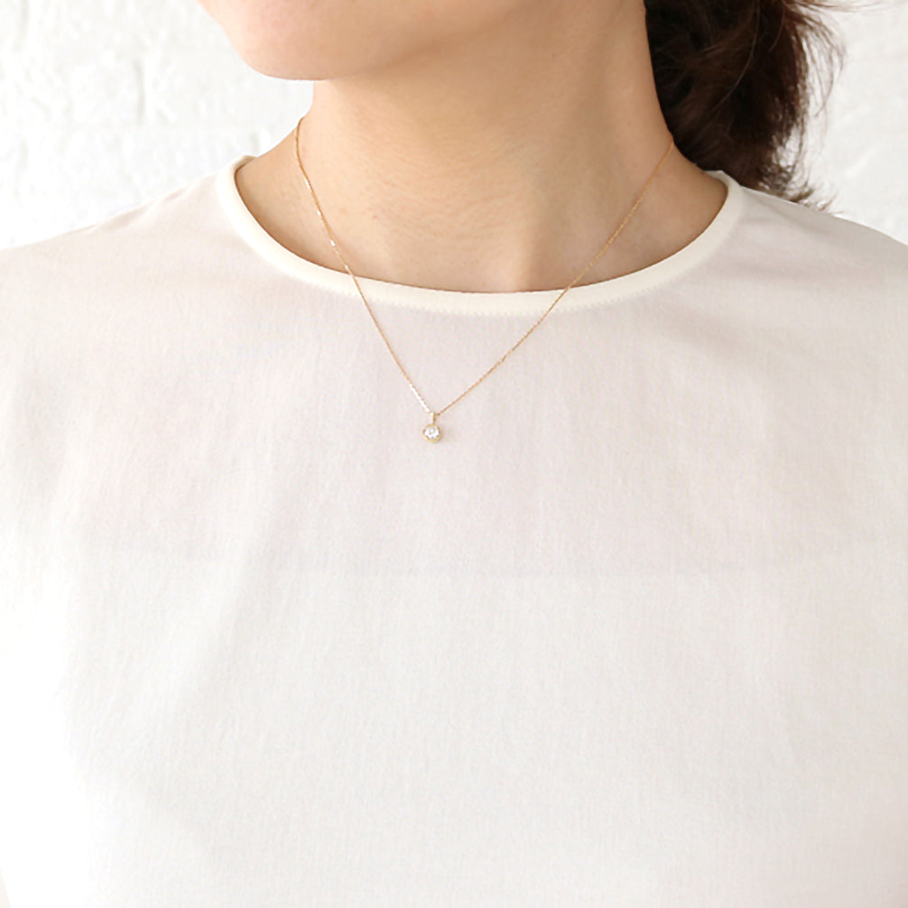 ダイヤモンド K18ネックレス(0.2カラット/Hカラー/SIクラス/GOOD/4月誕生石/グレーディングレポート付き)《20T10265》