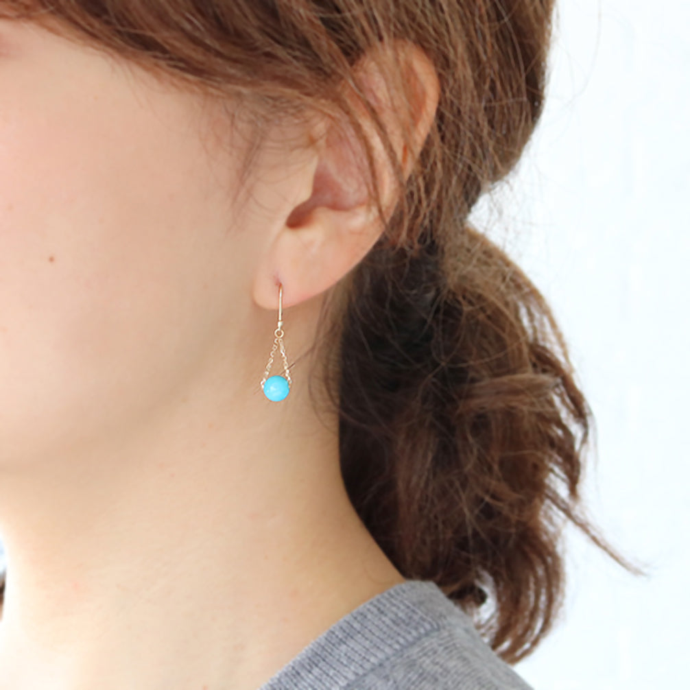 トルコ石/ターコイズ K18ピアス(12月誕生石)《20T10284》