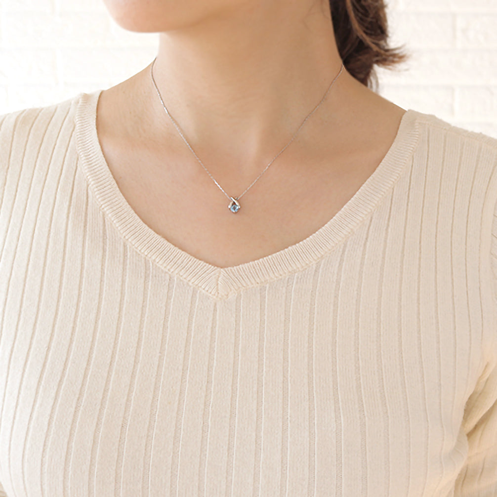 アクアマリン プラチナネックレス(サンタマリア・アフリカーナクオリティ/3月誕生石)《21T10120》