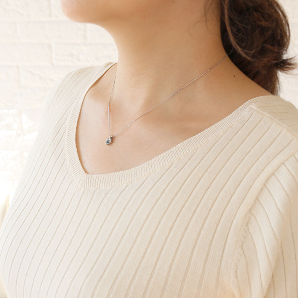 アクアマリン プラチナネックレス(サンタマリア・アフリカーナクオリティ/3月誕生石)《21T10120》