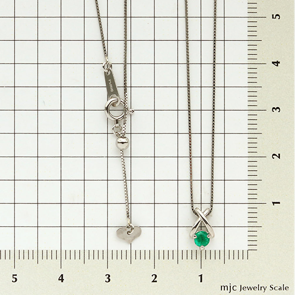 エメラルド プラチナネックレス(5月誕生石)《21T10162》