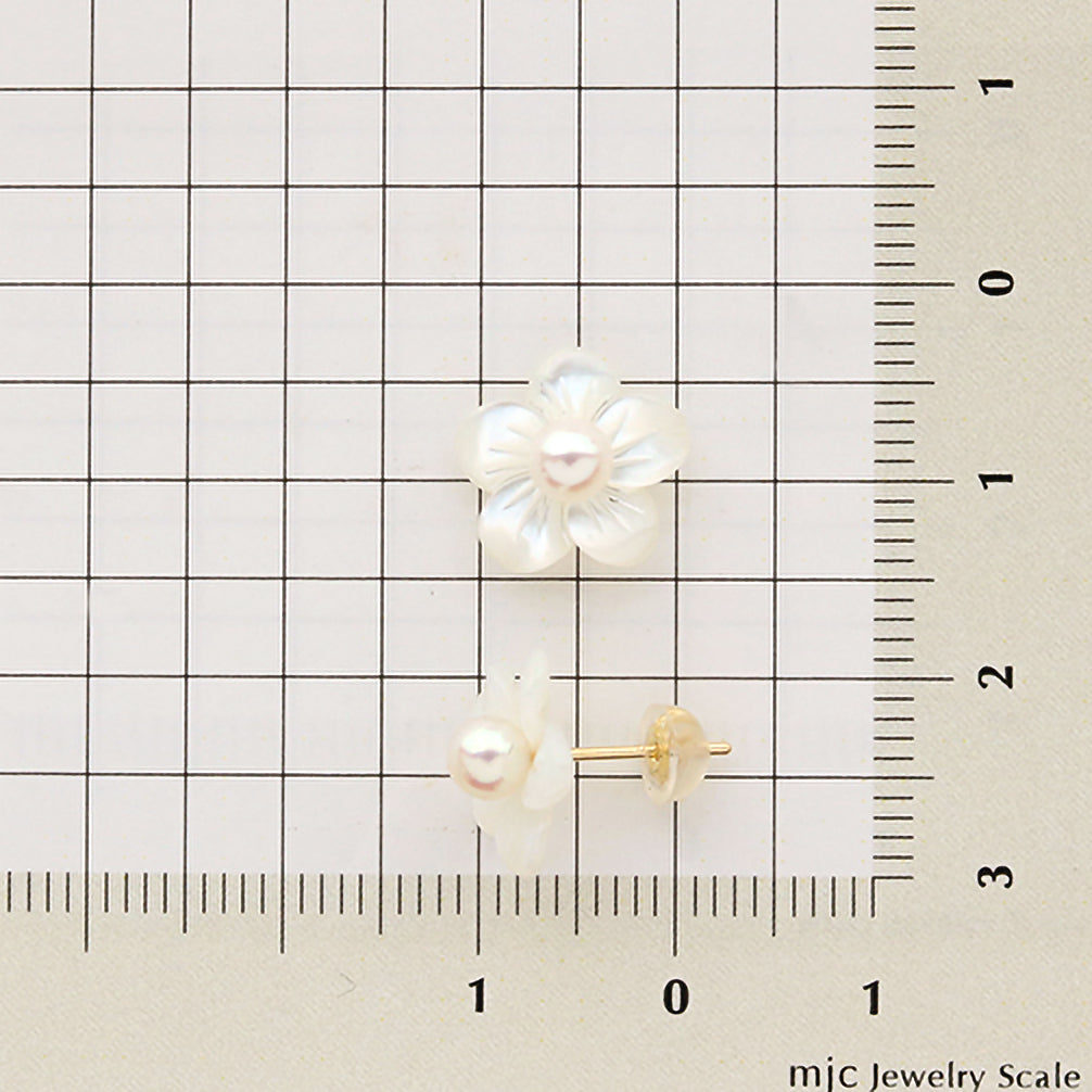 パール/シェル K18ピアス(アコヤ真珠/6月誕生石)《21T10175》