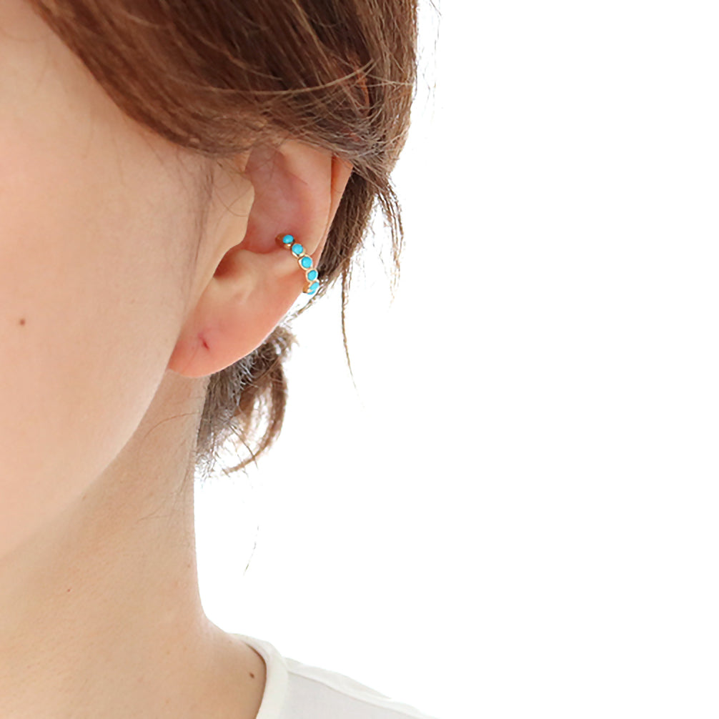 トルコ石/ターコイズ K10イヤーカフ(片側/12月誕生石)《21T10303》