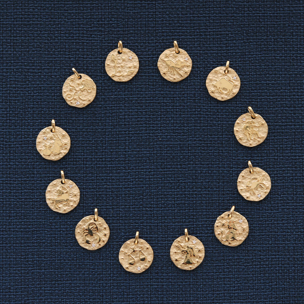 ダイヤモンド K18ペンダントトップ(星座/おひつじ座/4月誕生石)《21T10330-OHI》