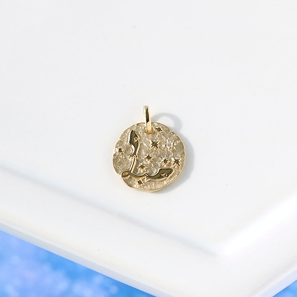 ダイヤモンド K18ペンダントトップ(星座/うお座/4月誕生石)《21T10330-UO》