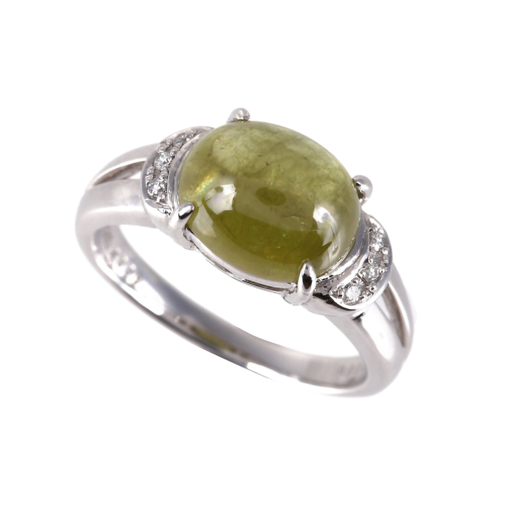 【限定1点】スフェーンキャッツアイ/ダイヤモンド プラチナリング(4.339カラット/7月誕生石/鑑別書付き)《21T50123》