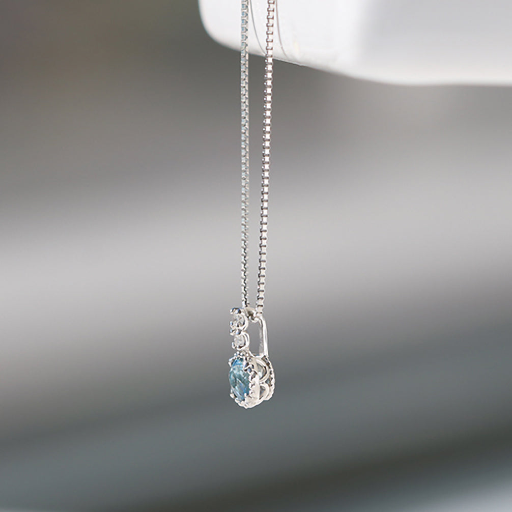 アクアマリン/ダイヤモンド プラチナネックレス(3月誕生石)《22T10121》