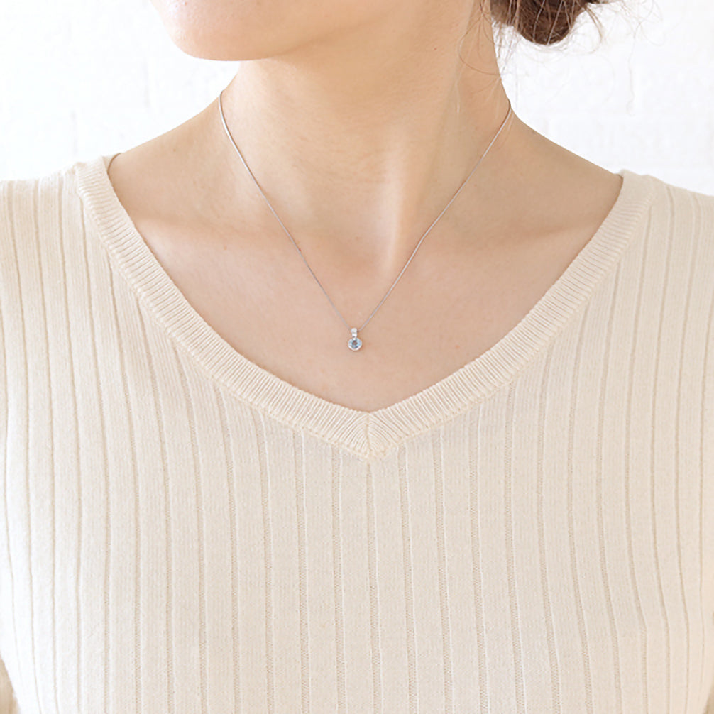 アクアマリン/ダイヤモンド プラチナネックレス(3月誕生石)《22T10121》