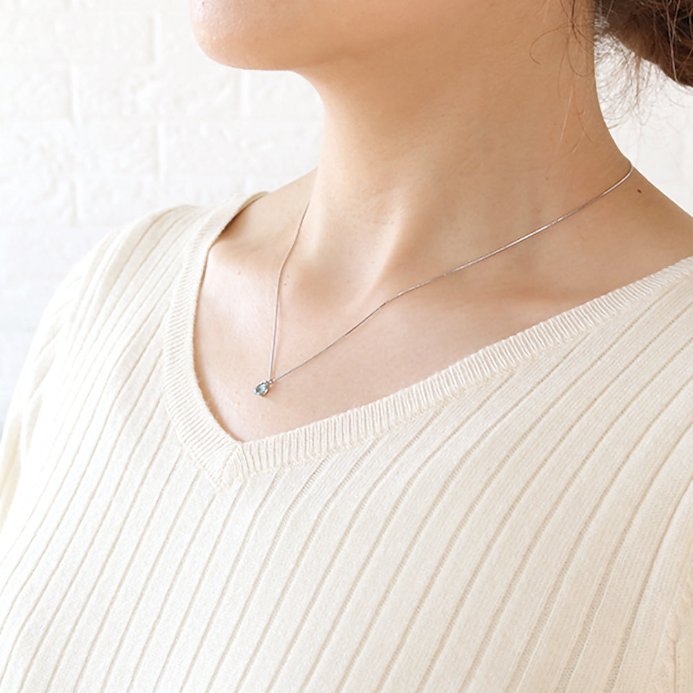 アクアマリン/ダイヤモンド プラチナネックレス(3月誕生石)《22T10121》