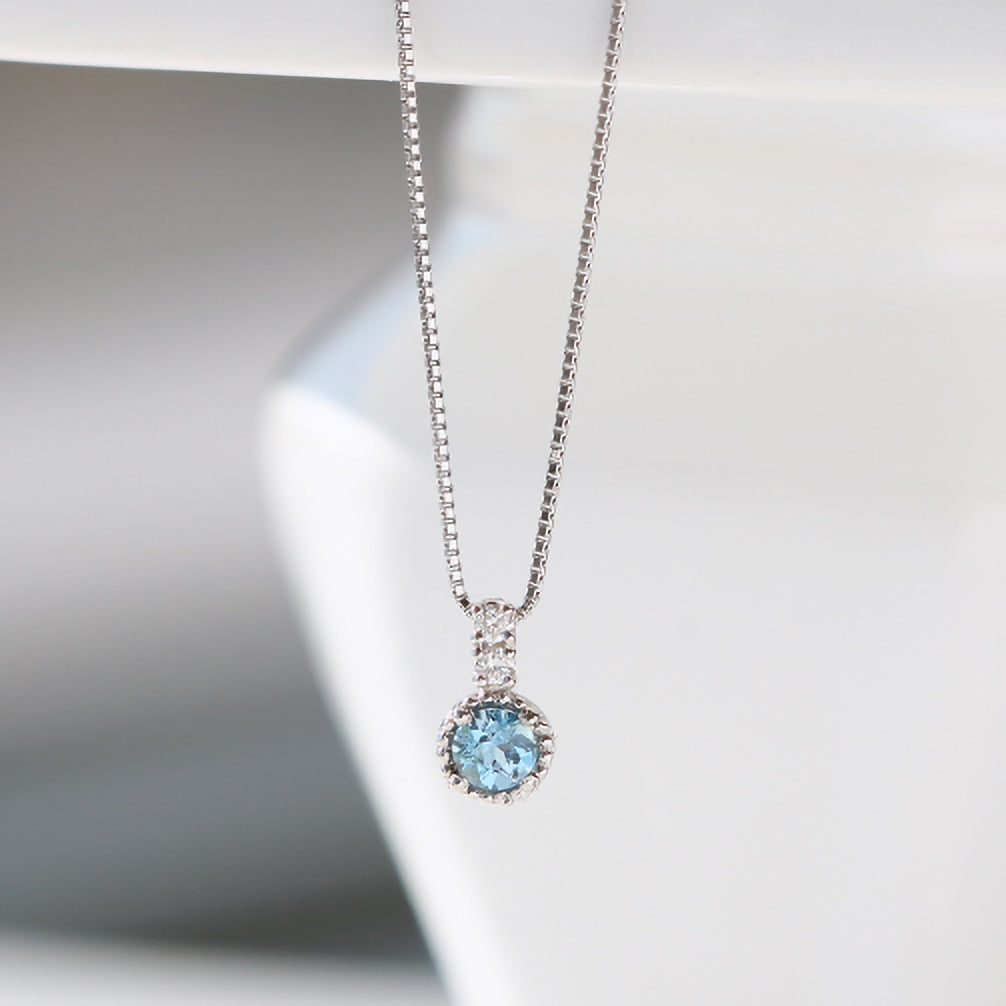 Tキラキラshopアクアマリン 1.31ct ダイヤモンド ネックレス プラチナ