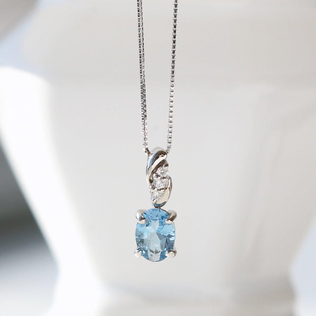 Tキラキラshopアクアマリン 1.31ct ダイヤモンド ネックレス プラチナ