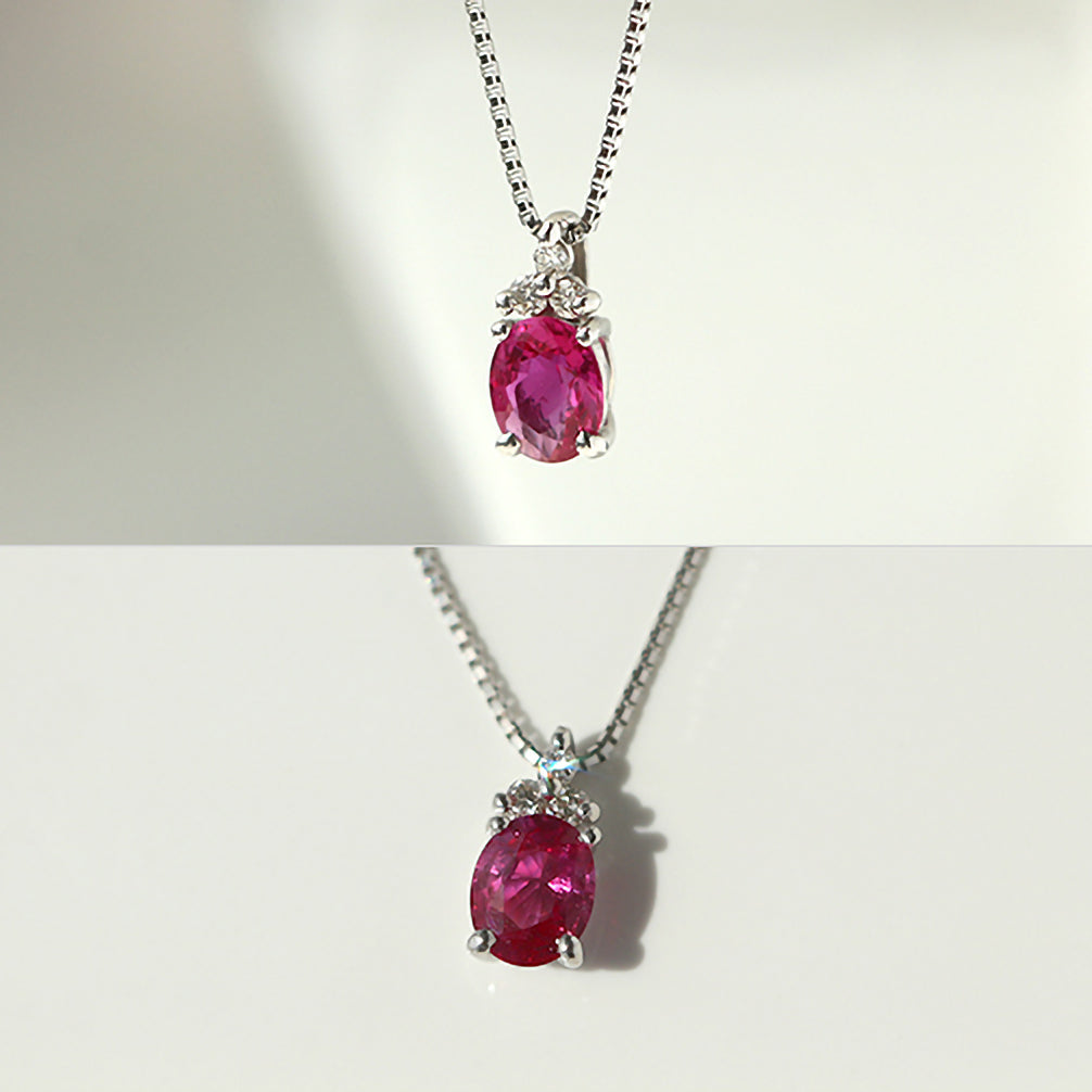 ルビー/ダイヤモンド プラチナネックレス(7月誕生石)《22T10207》