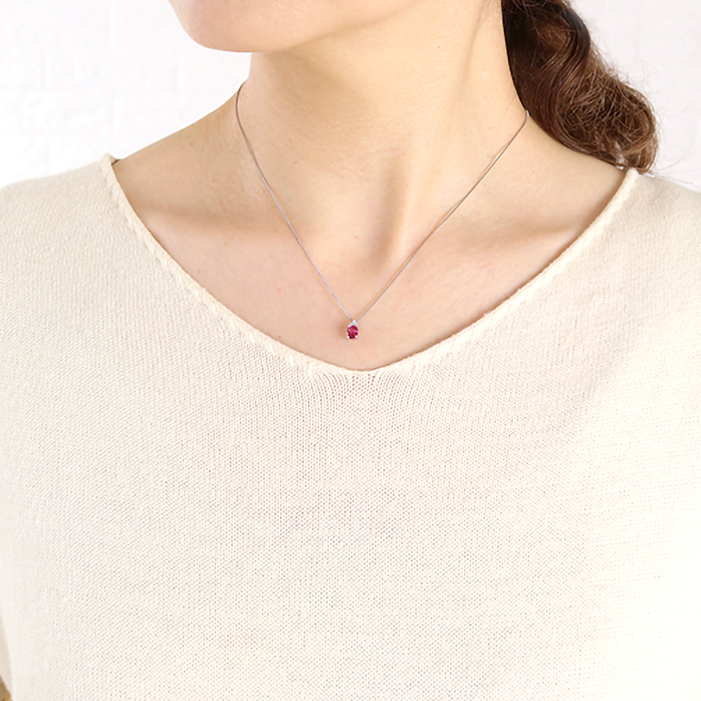 ルビー/ダイヤモンド プラチナネックレス(7月誕生石)《22T10207》