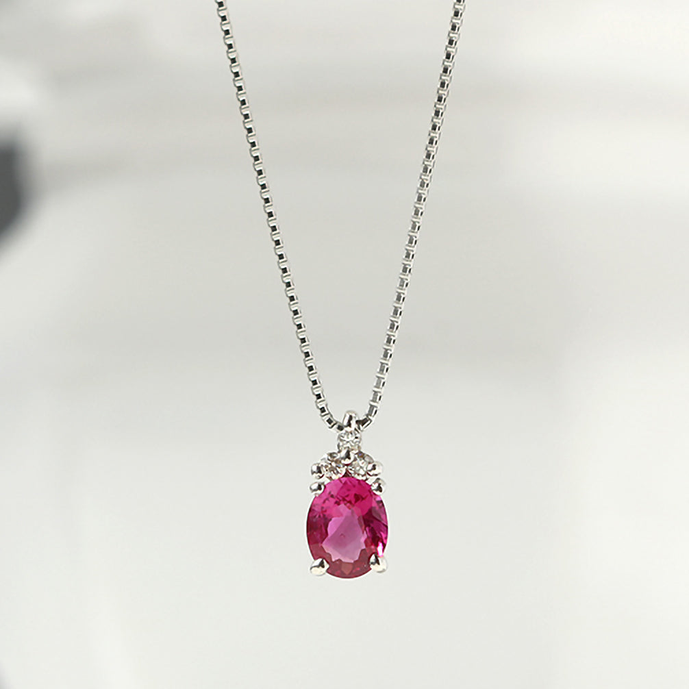 ルビー/ダイヤモンド プラチナネックレス(7月誕生石)《22T10207》