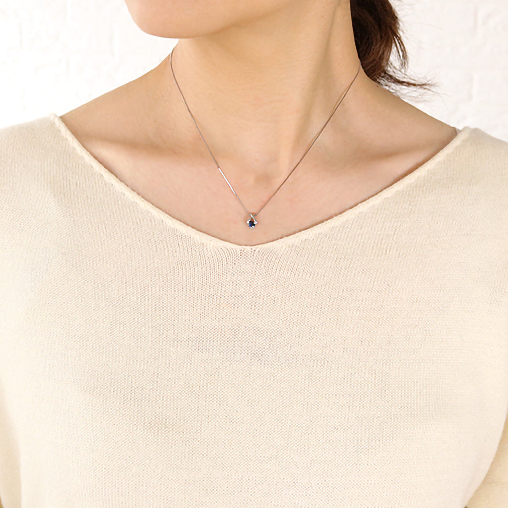 サファイア プラチナネックレス(9月誕生石)《22T10252》