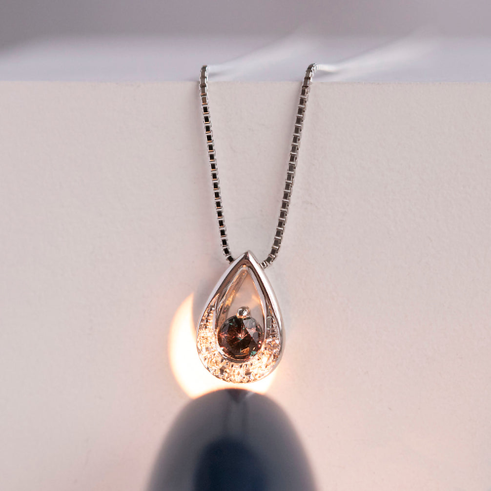 カラーチェンジガーネット/ダイヤモンド プラチナネックレス(1月誕生石)《22T10322》