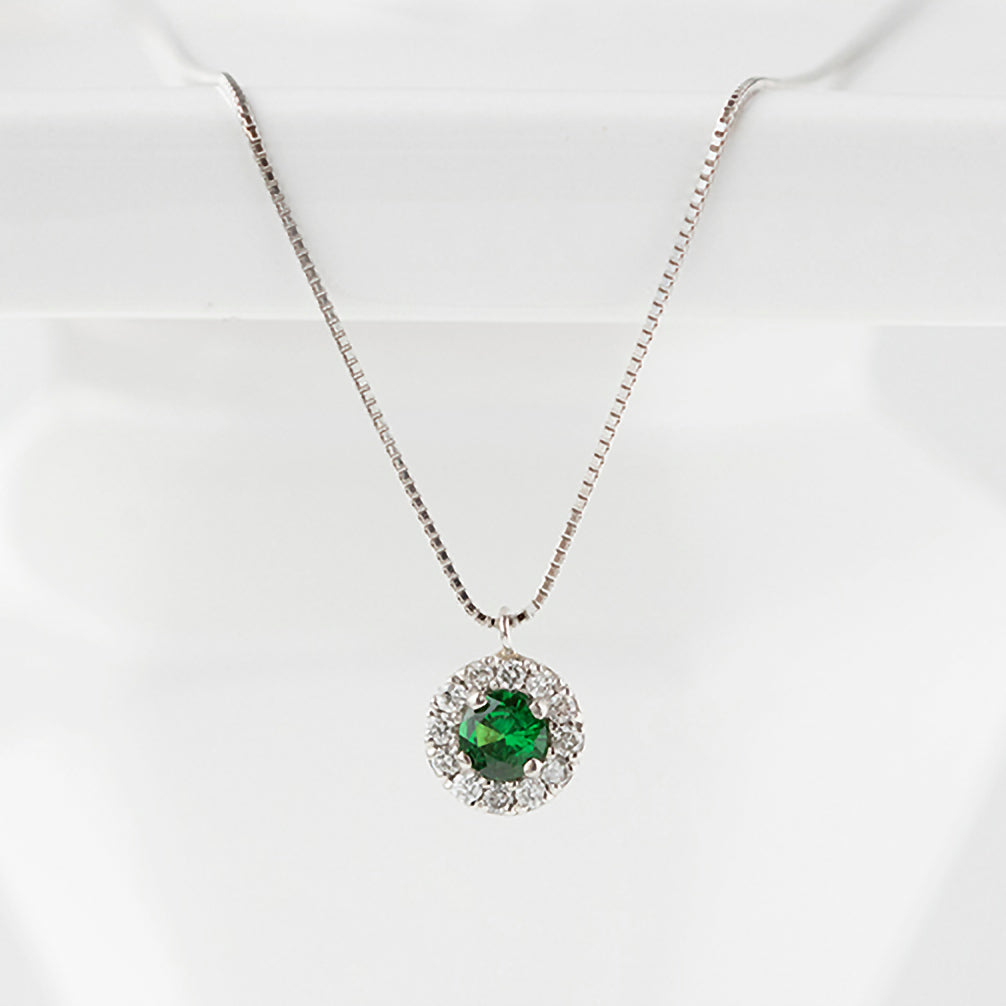 ツァボライト プラチナネックレス(ガーネット/1月誕生石)《22T10329》