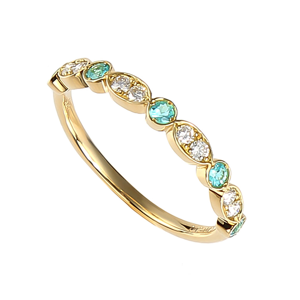 【限定1点】トルマリン/ダイヤモンド K18リング(10月誕生石/鑑別書付き)《22T60120》