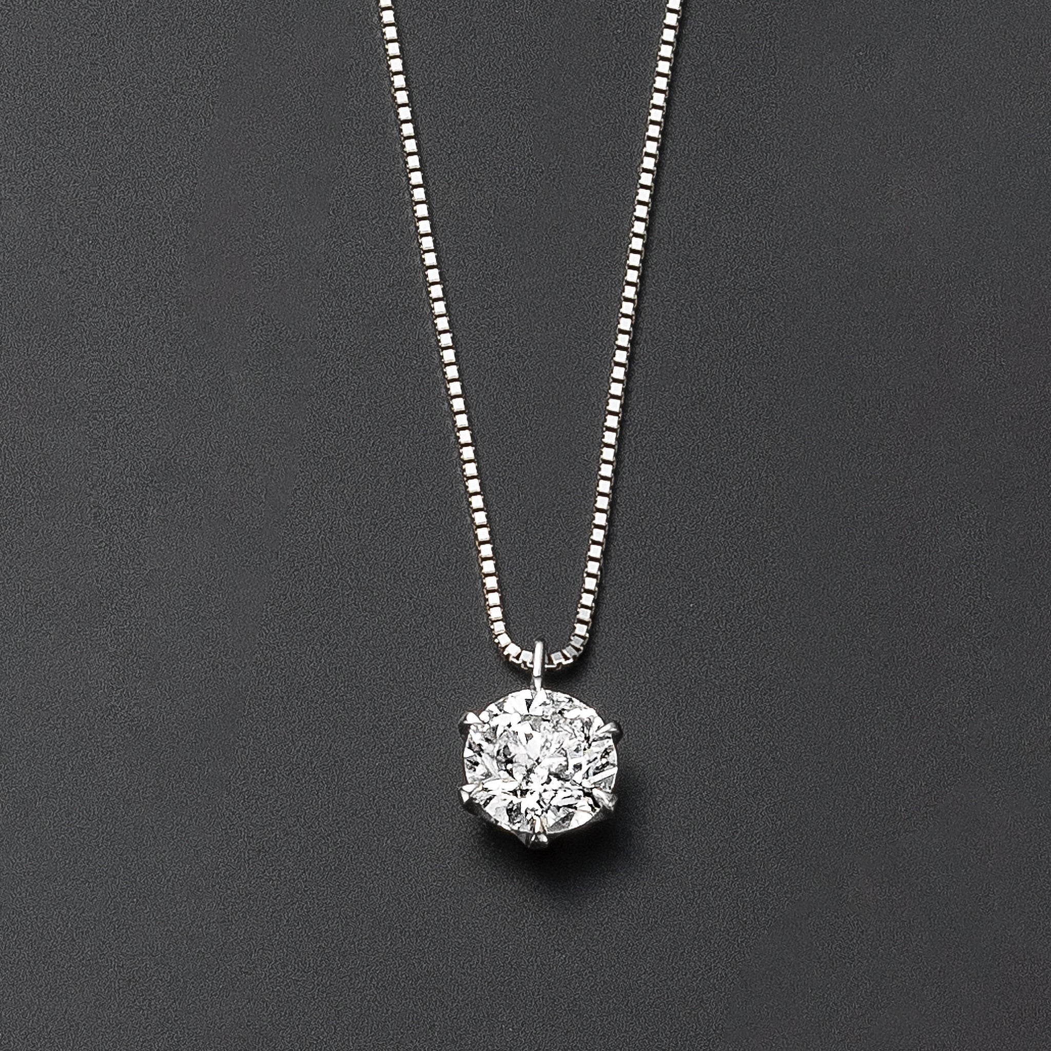 39▽プラチナ　Pt1000/850　1Pダイア　ネックレス　0.47ct　大粒　定番