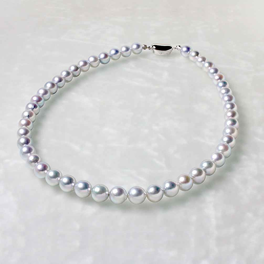 【限定5点】パール SVネックレス(アコヤ真珠/ナチュラルブルー系/8.5mm/6月誕生石/鑑別書付き)