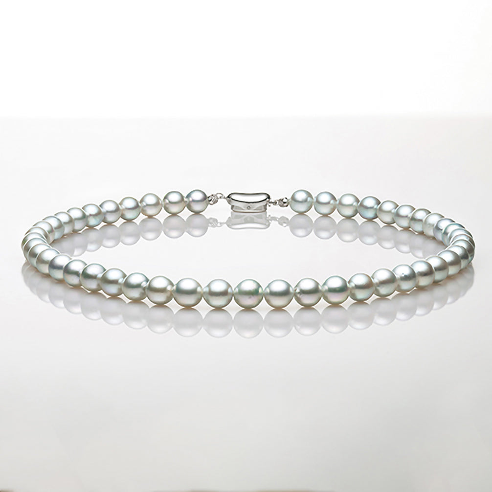 【限定5点】パール SVネックレス(アコヤ真珠/ナチュラルブルー系/8.5mm/6月誕生石/鑑別書付き)