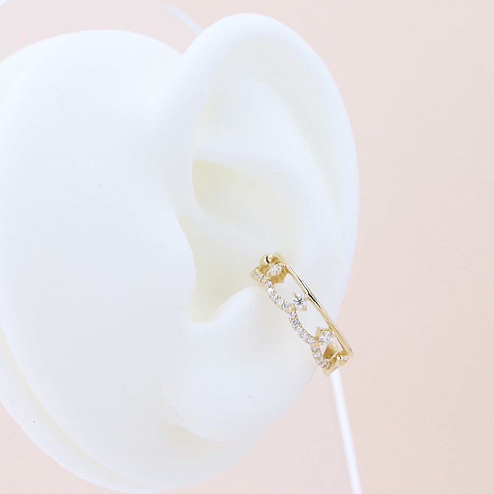 ダイヤモンド K18イヤーカフ(片側/4月誕生石/鑑別書付)《14DB0902》