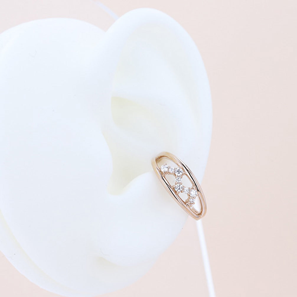 ダイヤモンド K18イヤーカフ(片側/4月誕生石/鑑別書付)《14DB0906》