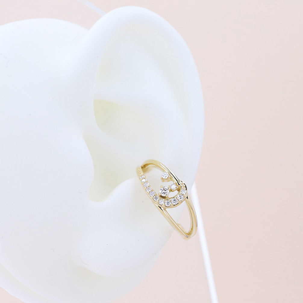 ダイヤモンド K18イヤーカフ(片側/4月誕生石/鑑別書付)《14DB0908》