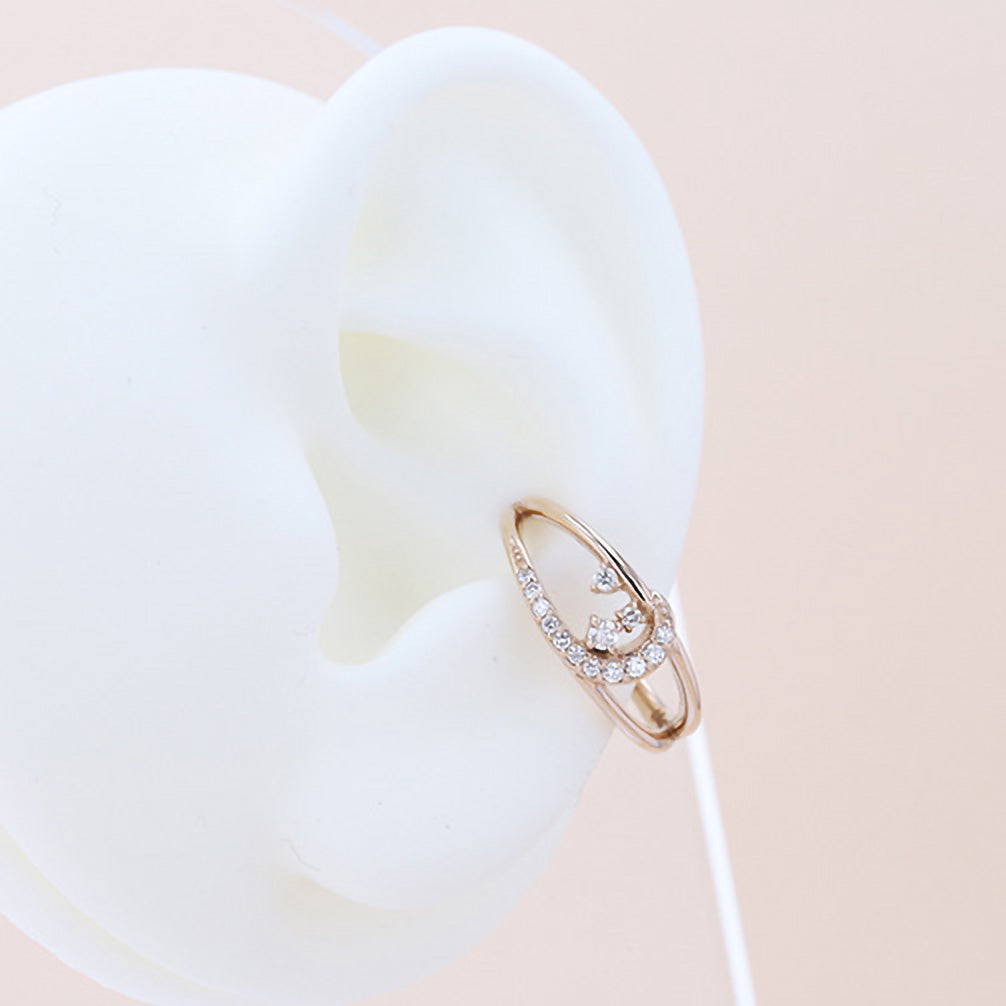 ダイヤモンド K18イヤーカフ(片側/4月誕生石/鑑別書付)《14DB0909》