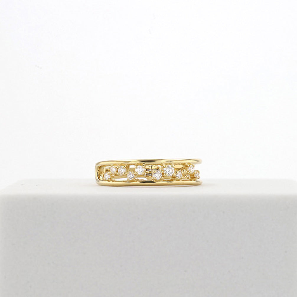 ダイヤモンド K18イヤーカフ(片側/4月誕生石/鑑別書付)《14DB0911》