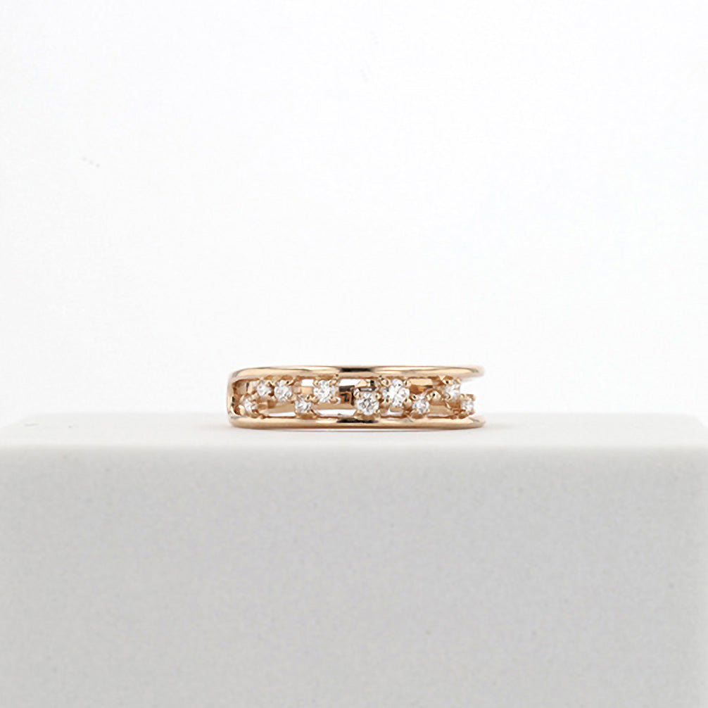 ダイヤモンド K18イヤーカフ(片側/4月誕生石/鑑別書付)《14DB0912》