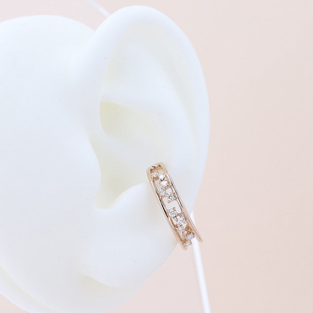 ダイヤモンド K18イヤーカフ(片側/4月誕生石/鑑別書付)《14DB0912》