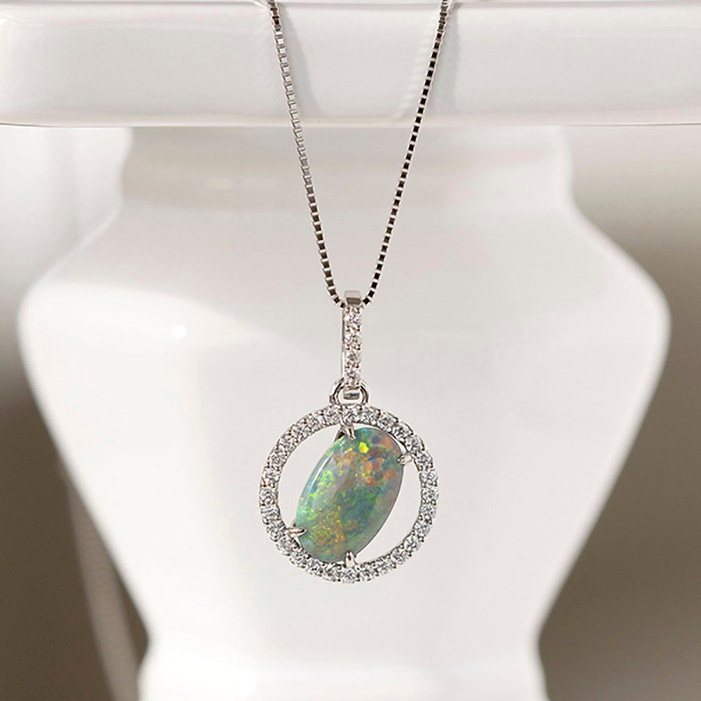 ⬜︎ 天然 ブラックオーパル ダイヤモンド ネックレス プラチナ