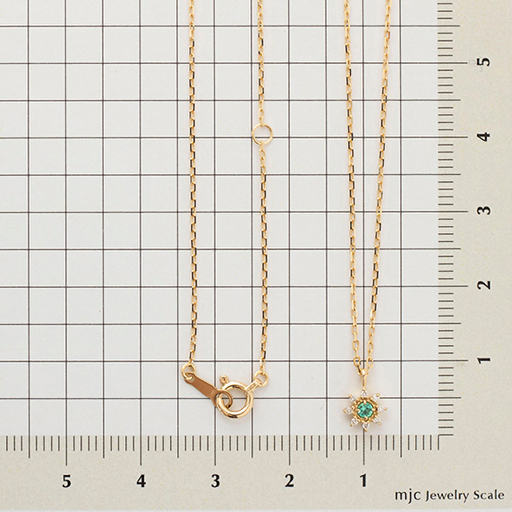 エメラルド/ダイヤモンド K18ネックレス(5月誕生石)《23T10160》