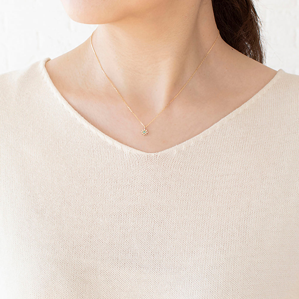 エメラルド/ダイヤモンド K18ネックレス(5月誕生石)《23T10160》