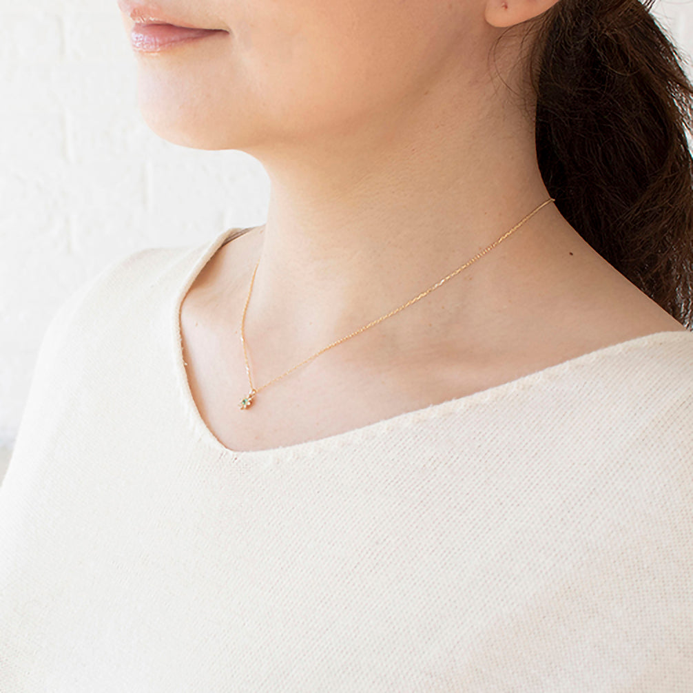 エメラルド/ダイヤモンド K18ネックレス(5月誕生石)《23T10160》