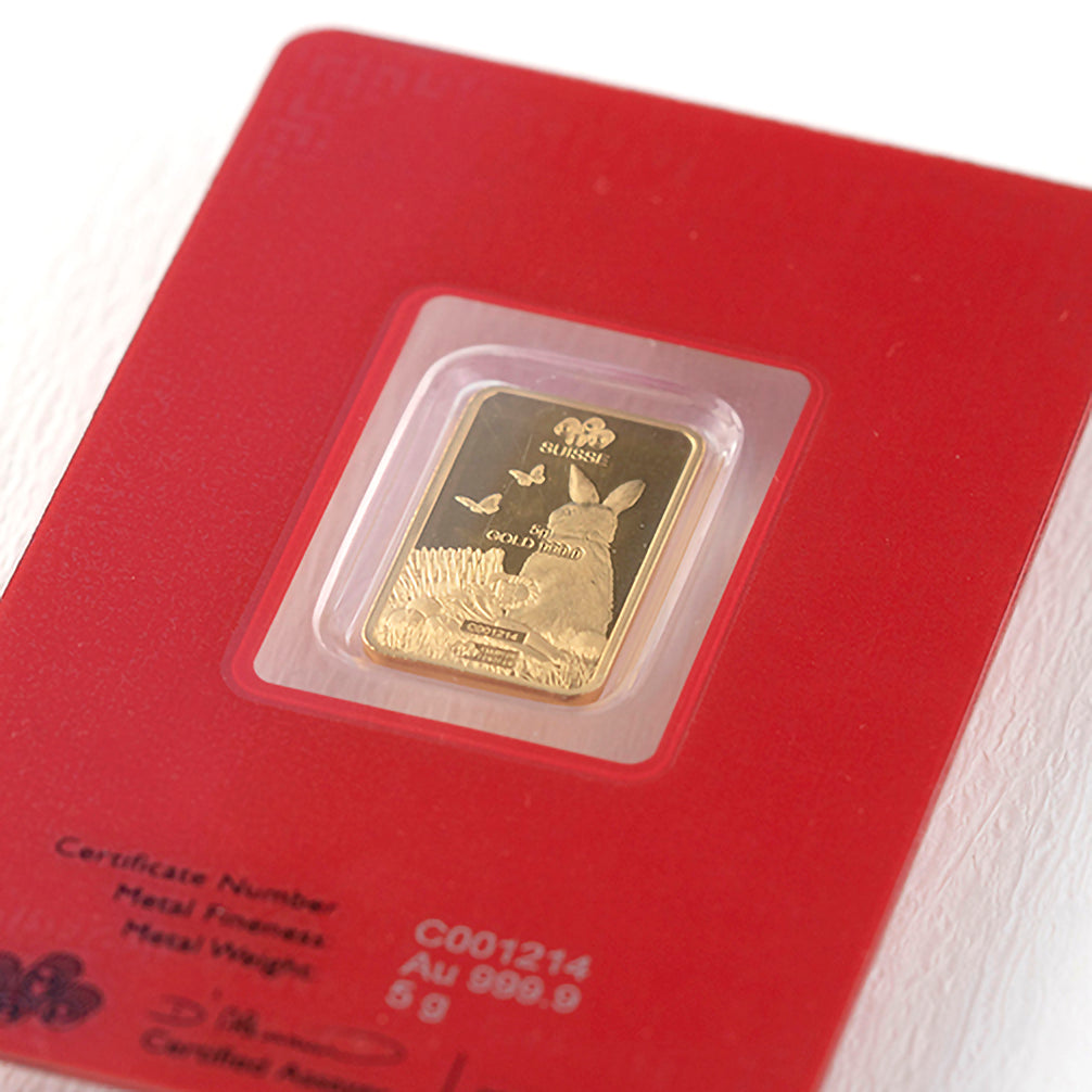 K24金製品(純金/ウサギモチーフ(卯)/インゴット/5g)《23T10181》