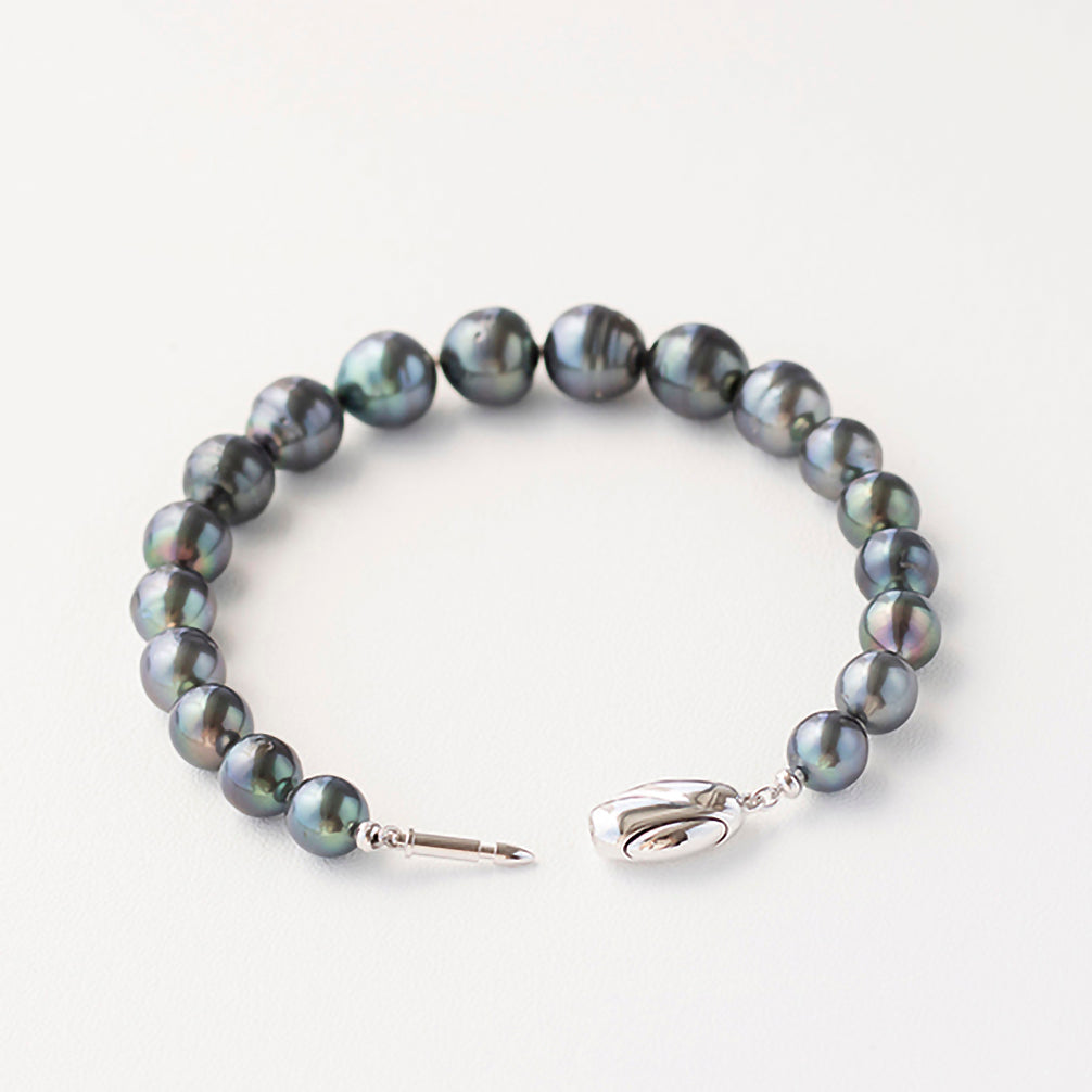 パール ブレスレット(黒蝶真珠/9~10mm/6月誕生石)《23T10237》