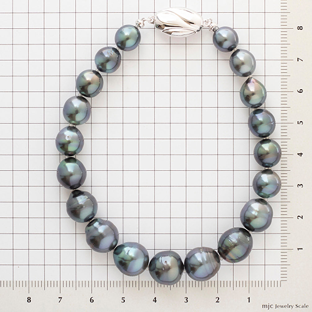 パール ブレスレット(黒蝶真珠/9~10mm/6月誕生石)《23T10237》